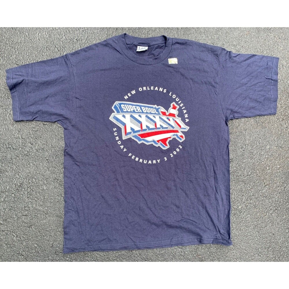 NWOT Vintage 2002 New England Patriots Super Bowl 36 Rams Brady T Shirt XL